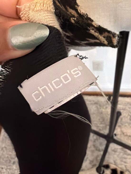 Chico's Leopard Print Oversized Scarf with Black Border - Picture 2 of 2